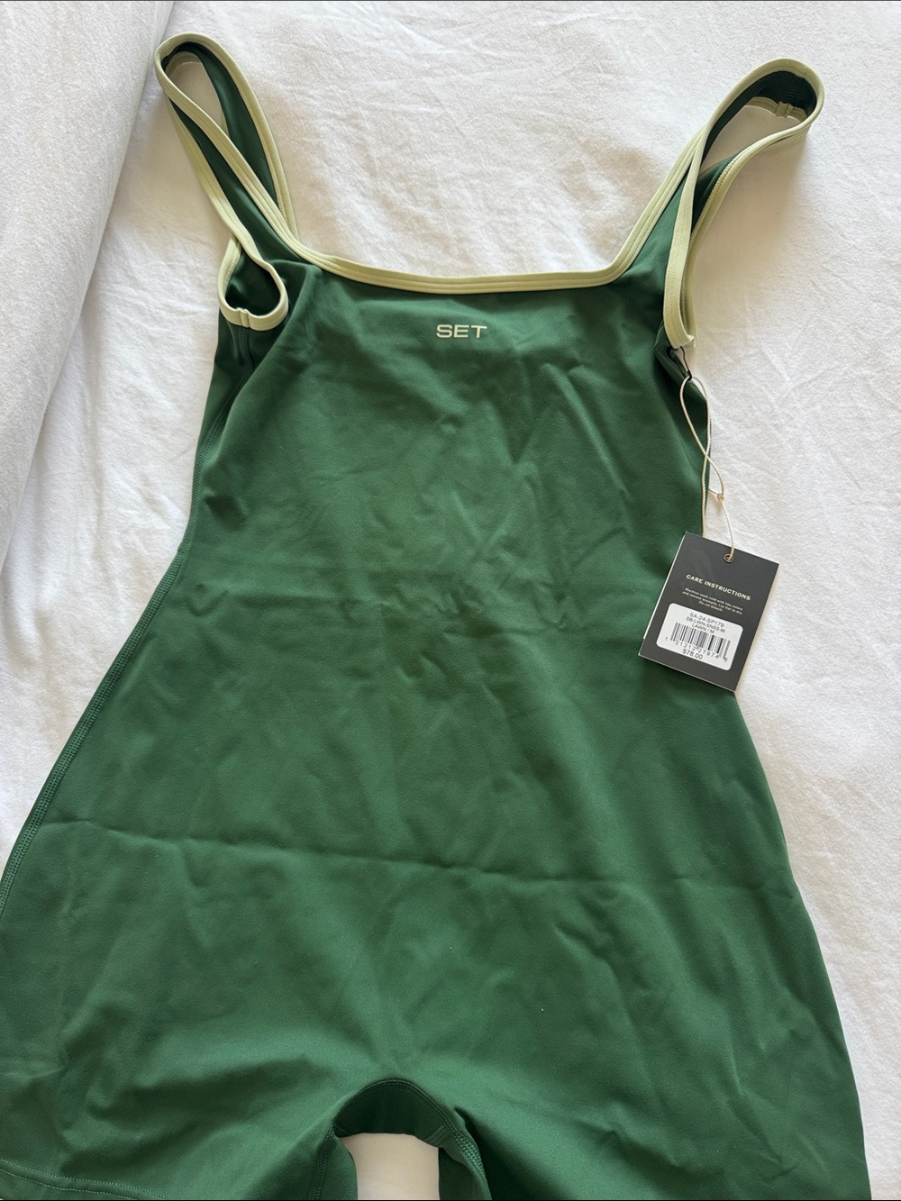 SET Active Forest Green Bodysuit with Cream Trim